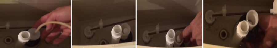 Βλέπουμε χέρια που αλλάζουν τη λαστιχένια φούσκα στο καζανάκι